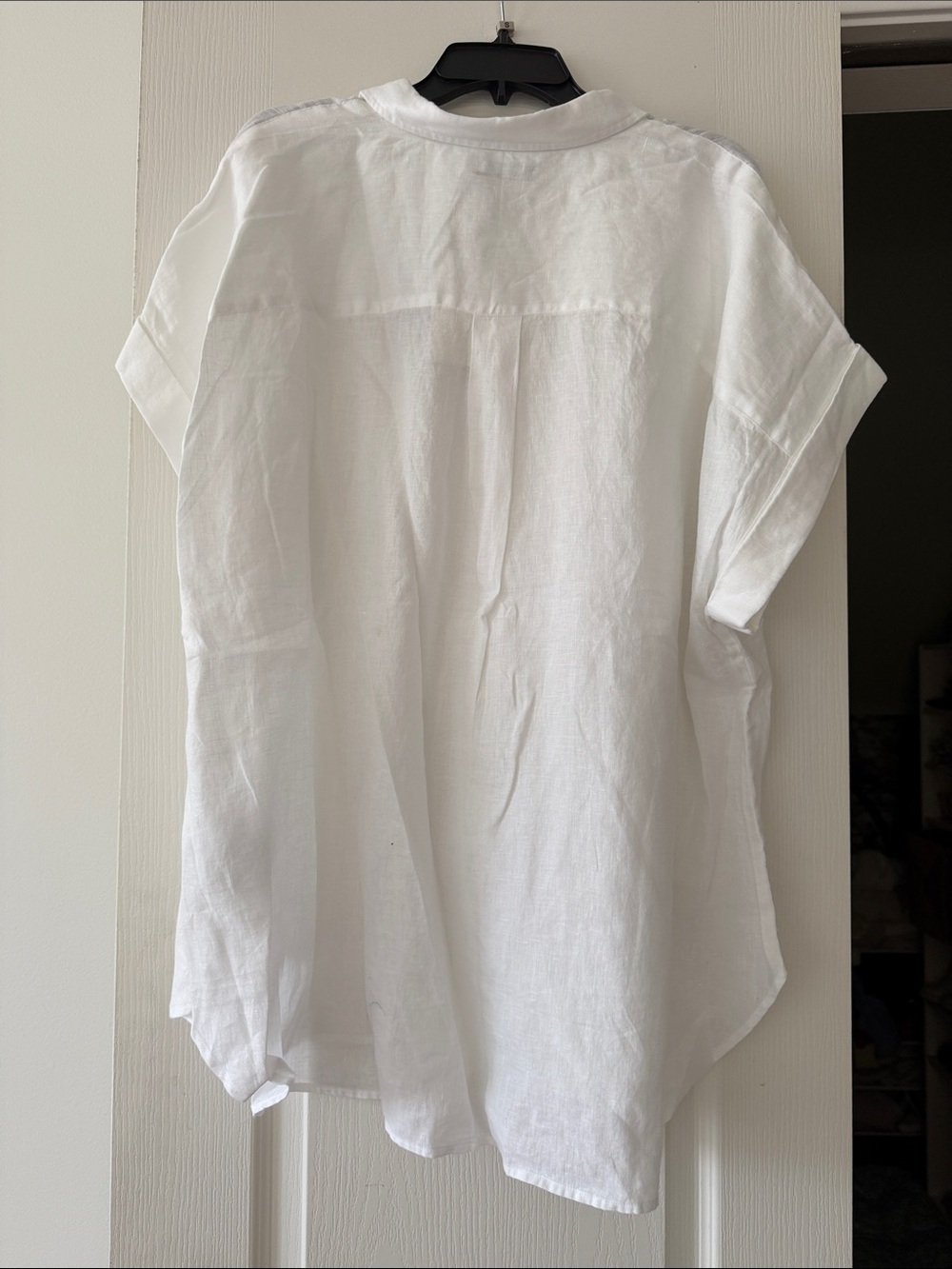 Ralph Lauren White Short-Sleeve Linen Button Front Shirt - Picture 9 of 9